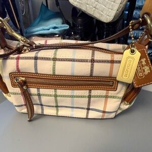 Coach Tattersall Plaid Baguette Kisslock Satchel – Style C0868-F40949